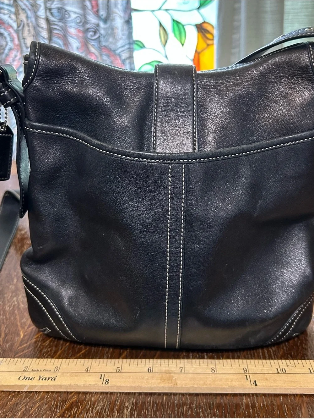 Coach #9480 Black Leather Shoulder Cross Body Bag, hang tag - Picture 2 of 12